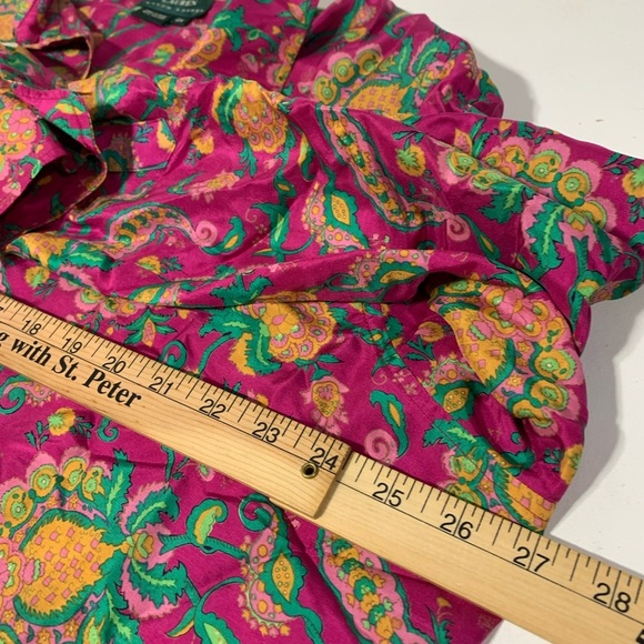 Ralph Lauren 100% Silk Floral Paisley Print Long Sleeve Blouse Shirt 2X Women - Picture 6 of 7